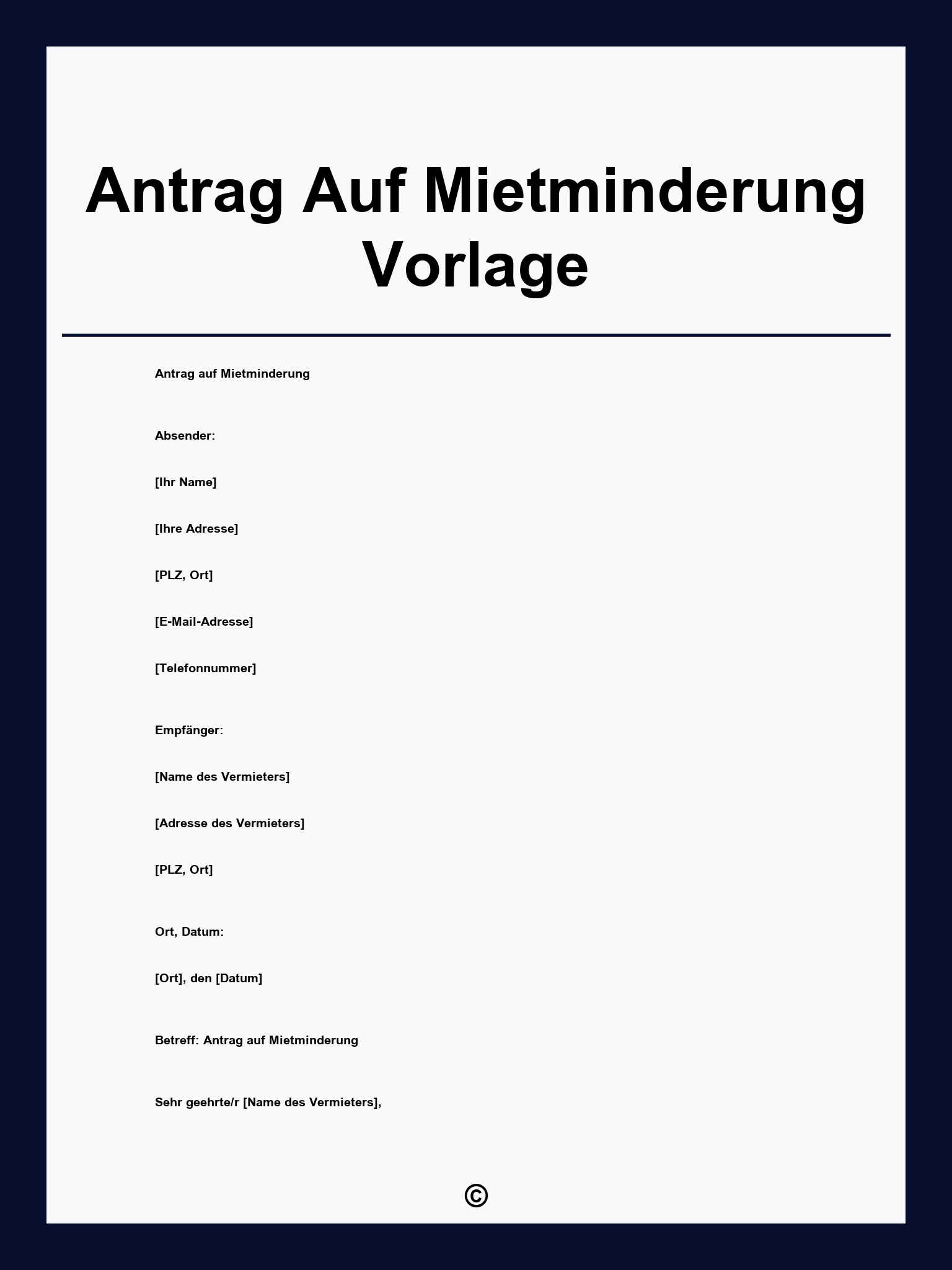 Antrag Auf Mietminderung Vorlage