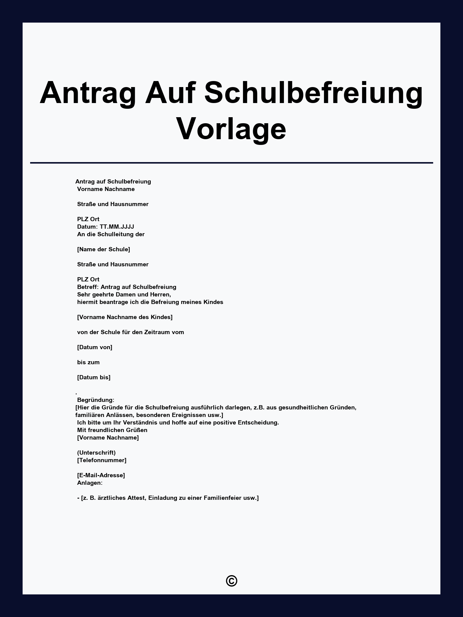 Antrag Auf Schulbefreiung Vorlage