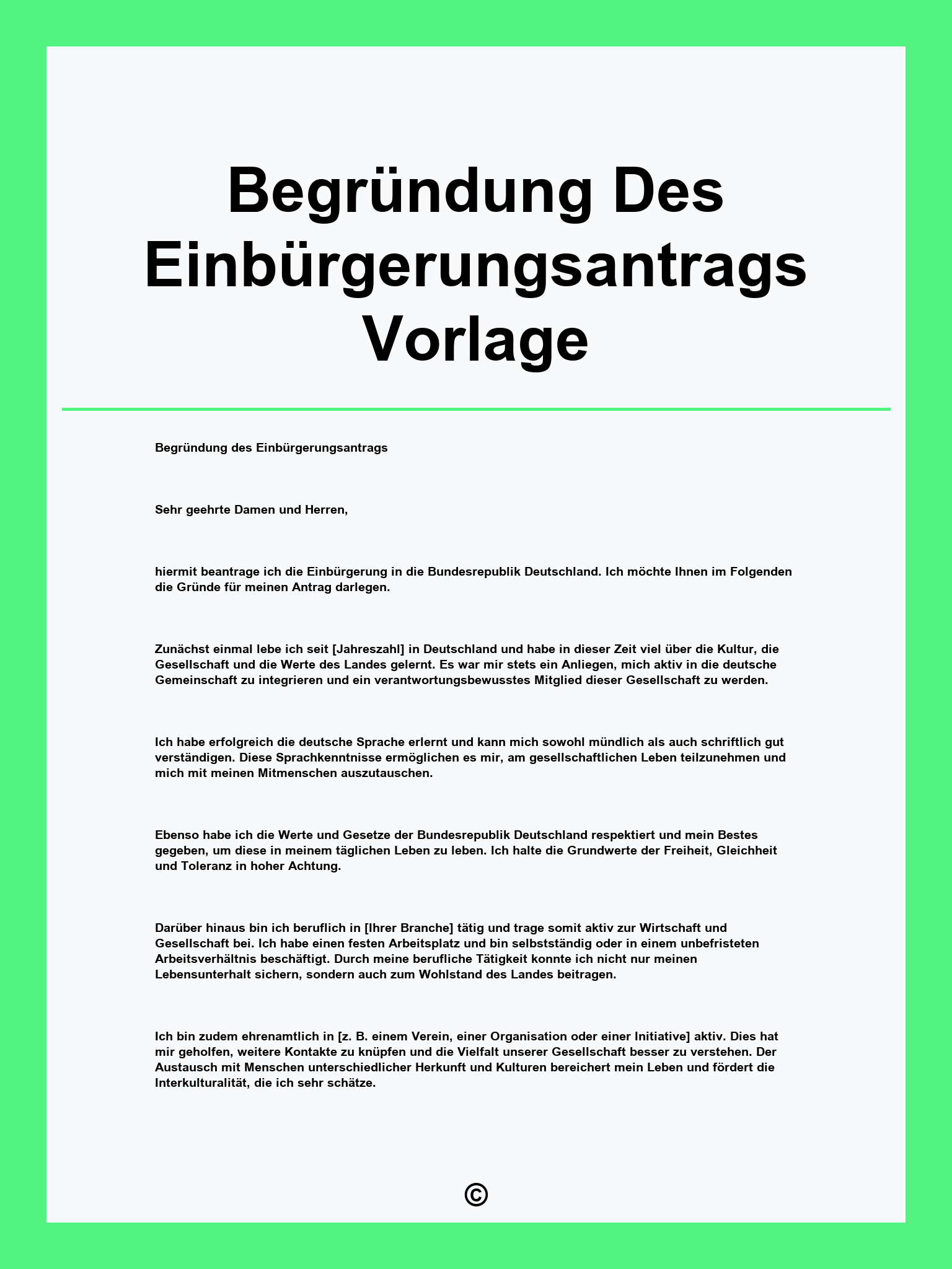 Begründung Des Einbürgerungsantrags Vorlage