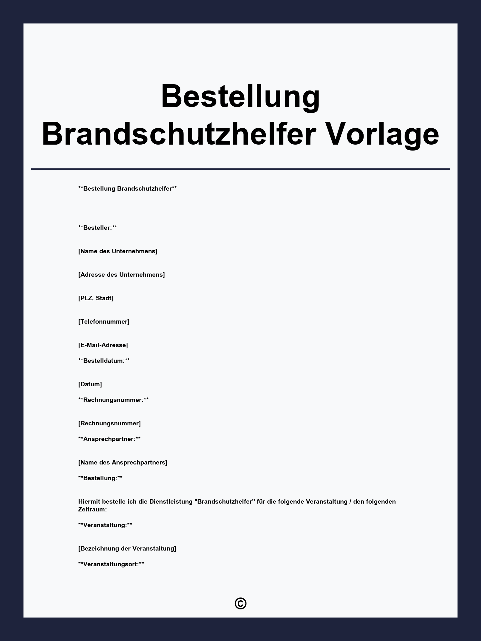 Bestellung Brandschutzhelfer Vorlage