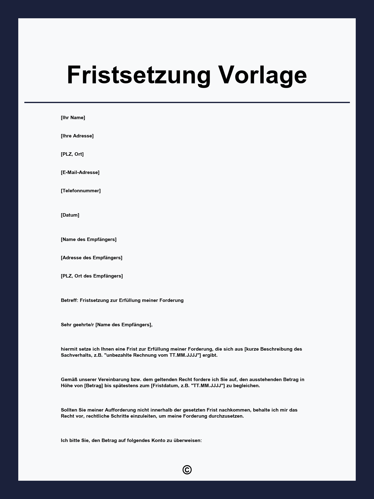 Fristsetzung Vorlage