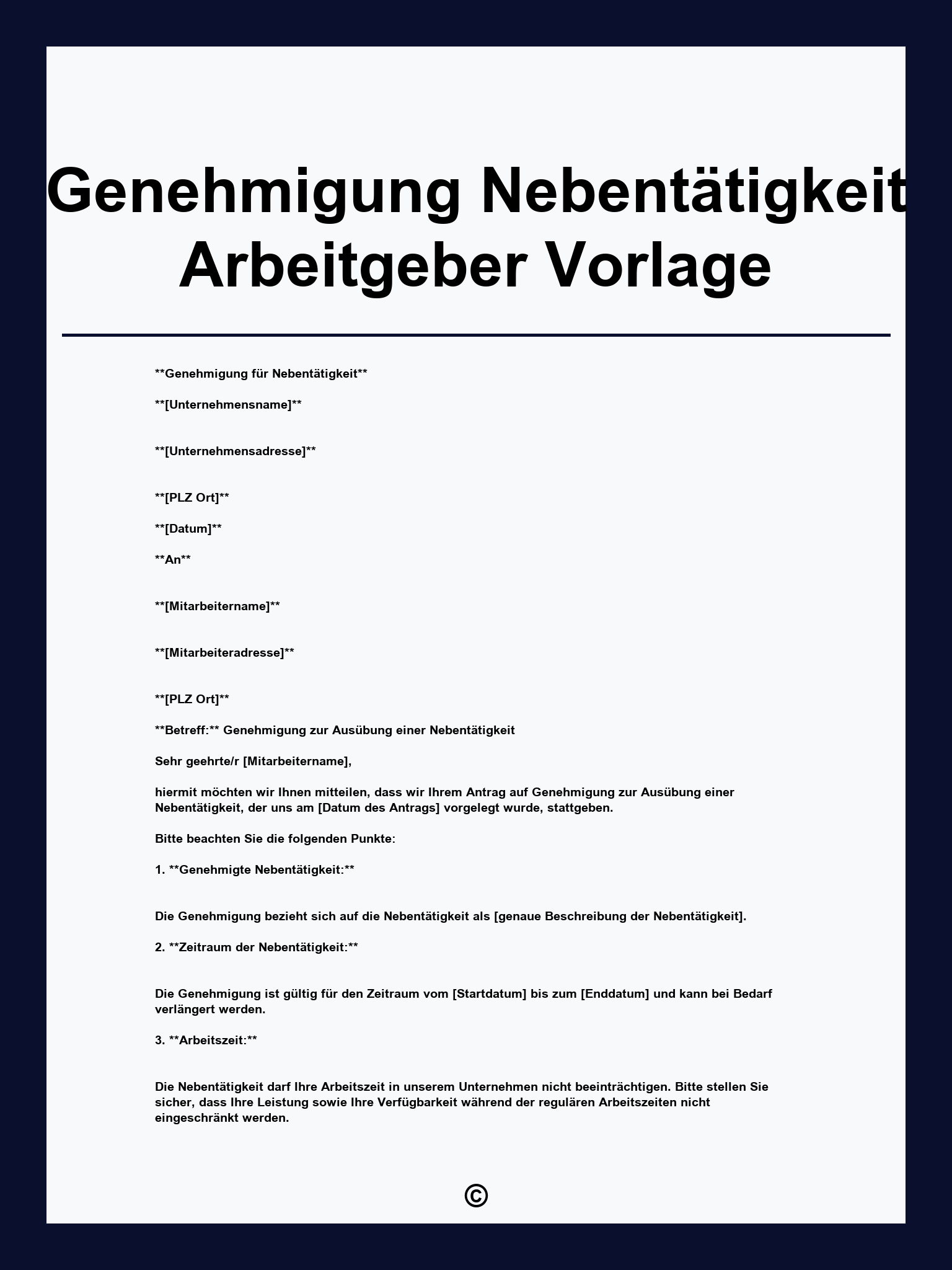 Genehmigung Nebentätigkeit Arbeitgeber Vorlage
