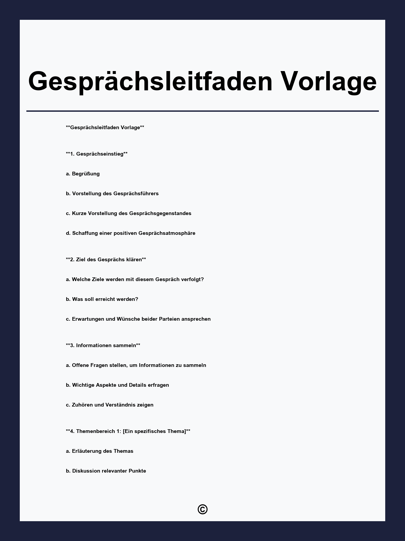 Gesprächsleitfaden Vorlage