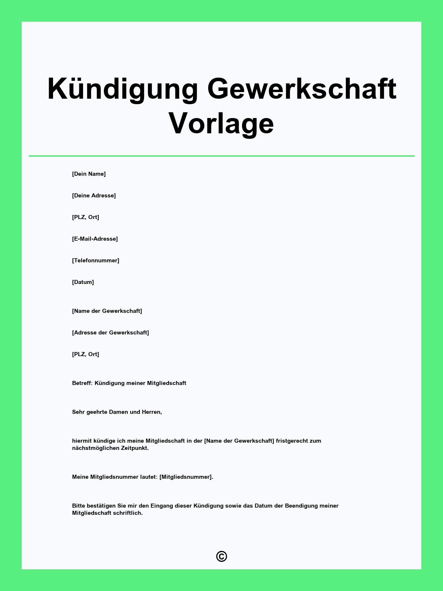 Kündigung Gewerkschaft Vorlage