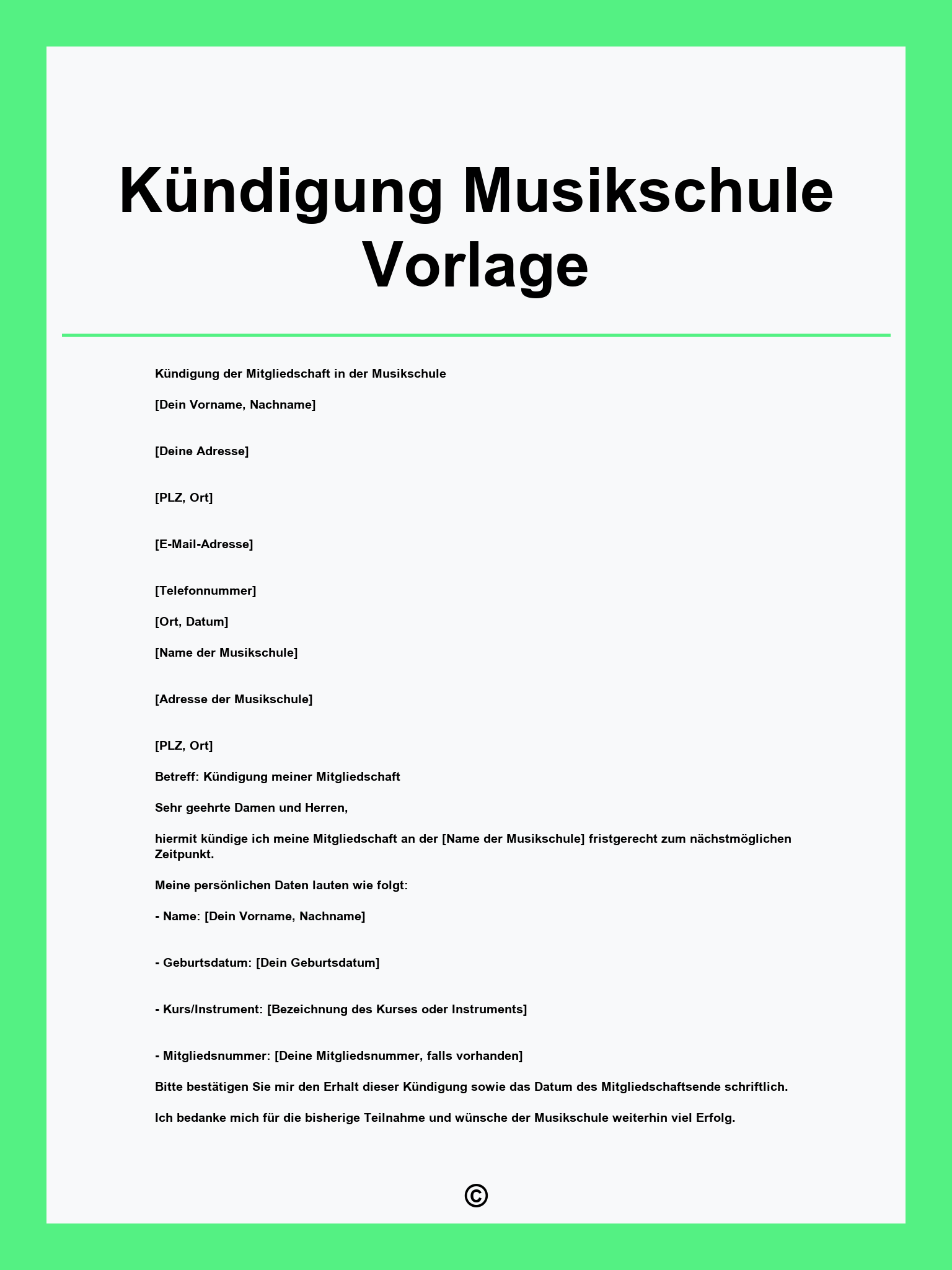 Kündigung Musikschule Vorlage