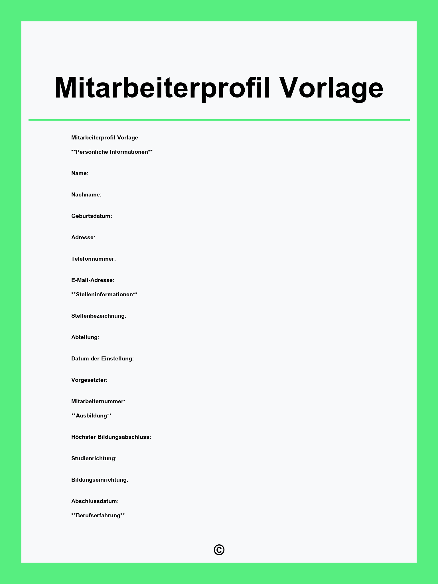 Mitarbeiterprofil Vorlage