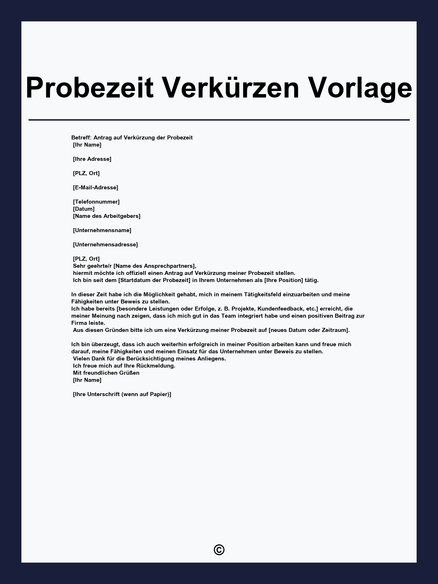 Probezeit Verkürzen Vorlage