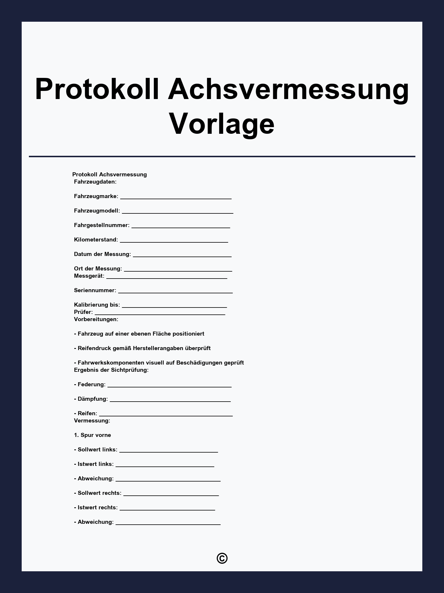 Protokoll Achsvermessung Vorlage