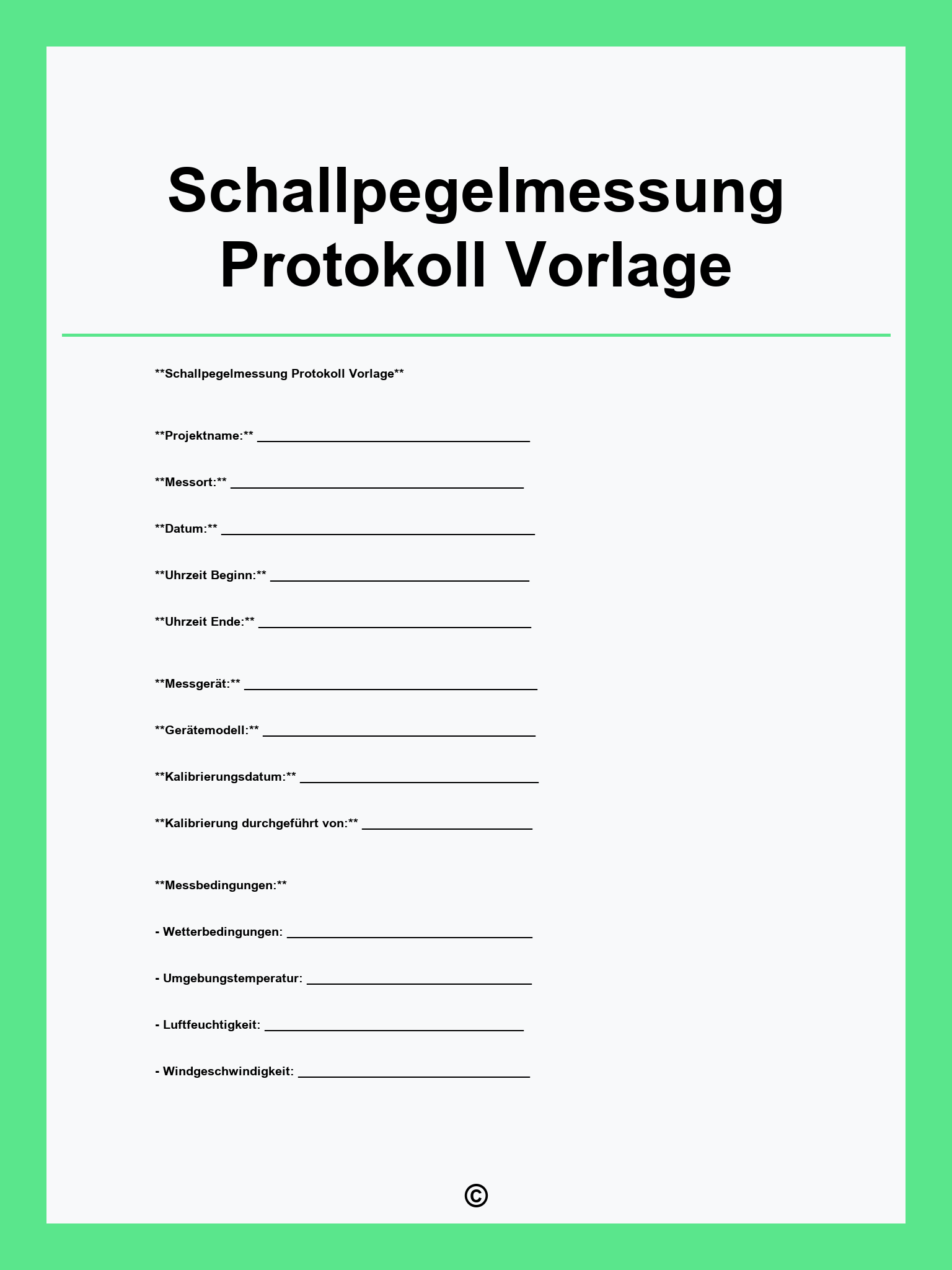 Schallpegelmessung Protokoll Vorlage