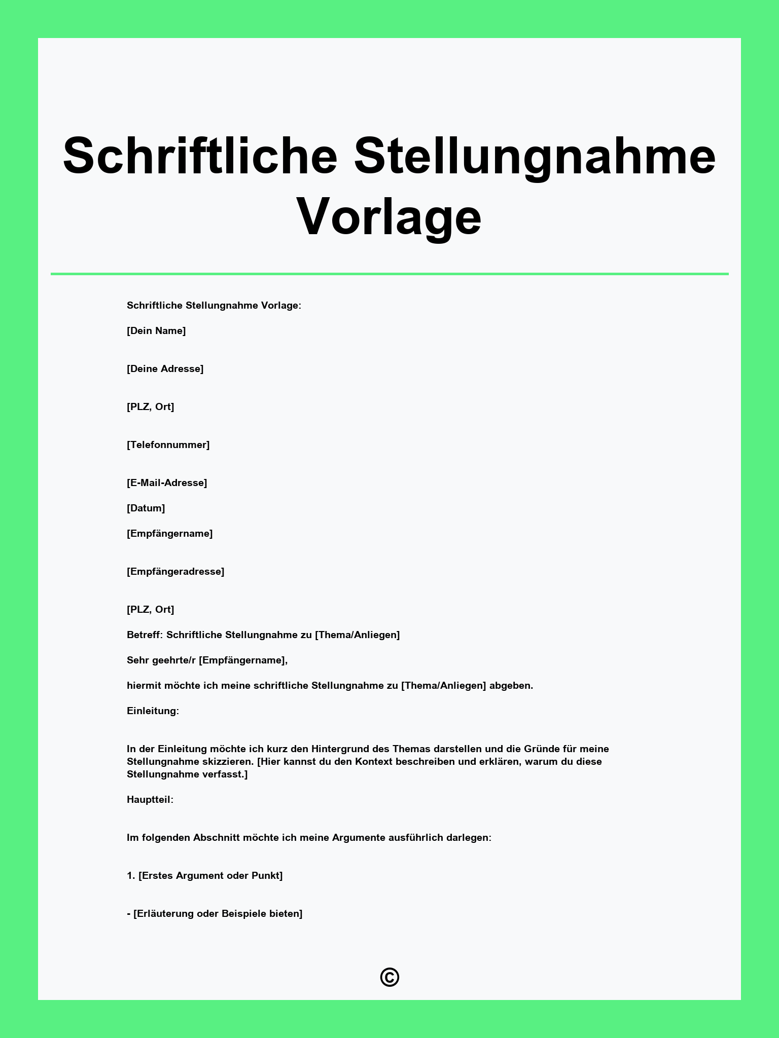 Schriftliche Stellungnahme Vorlage