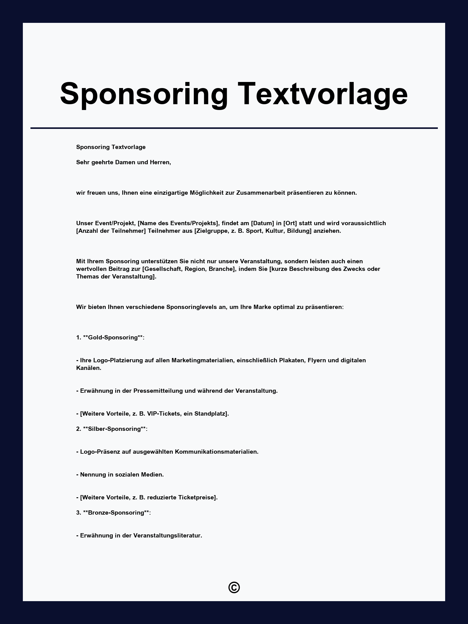 Sponsoring Textvorlage