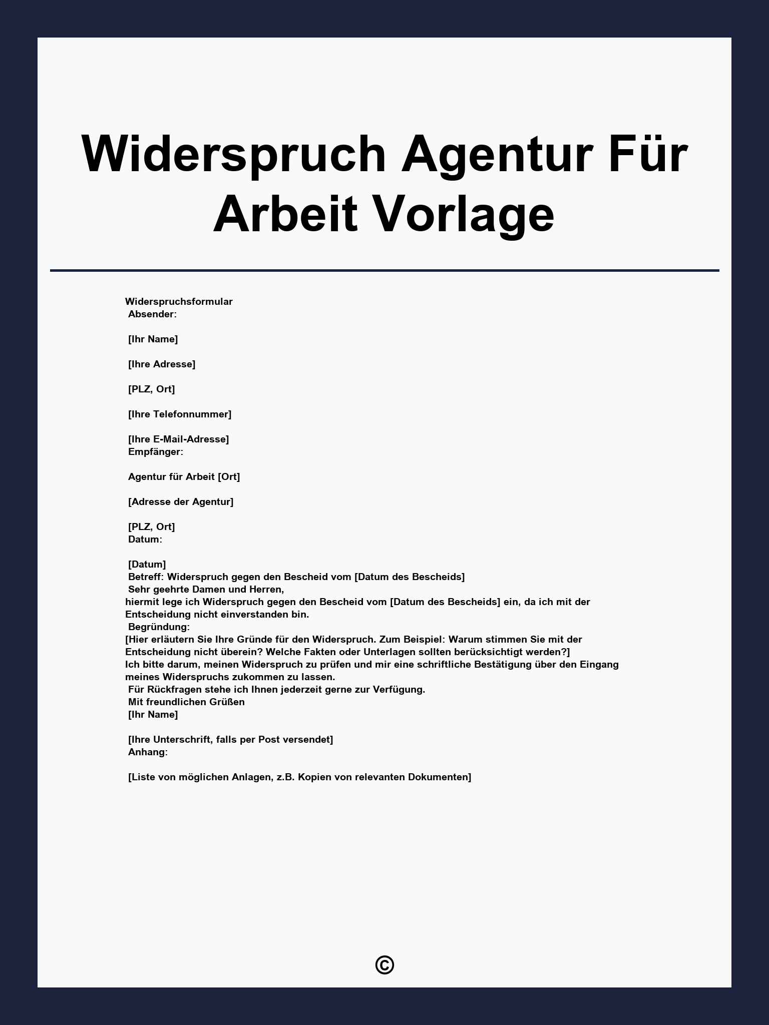 Widerspruch Agentur Für Arbeit Vorlage