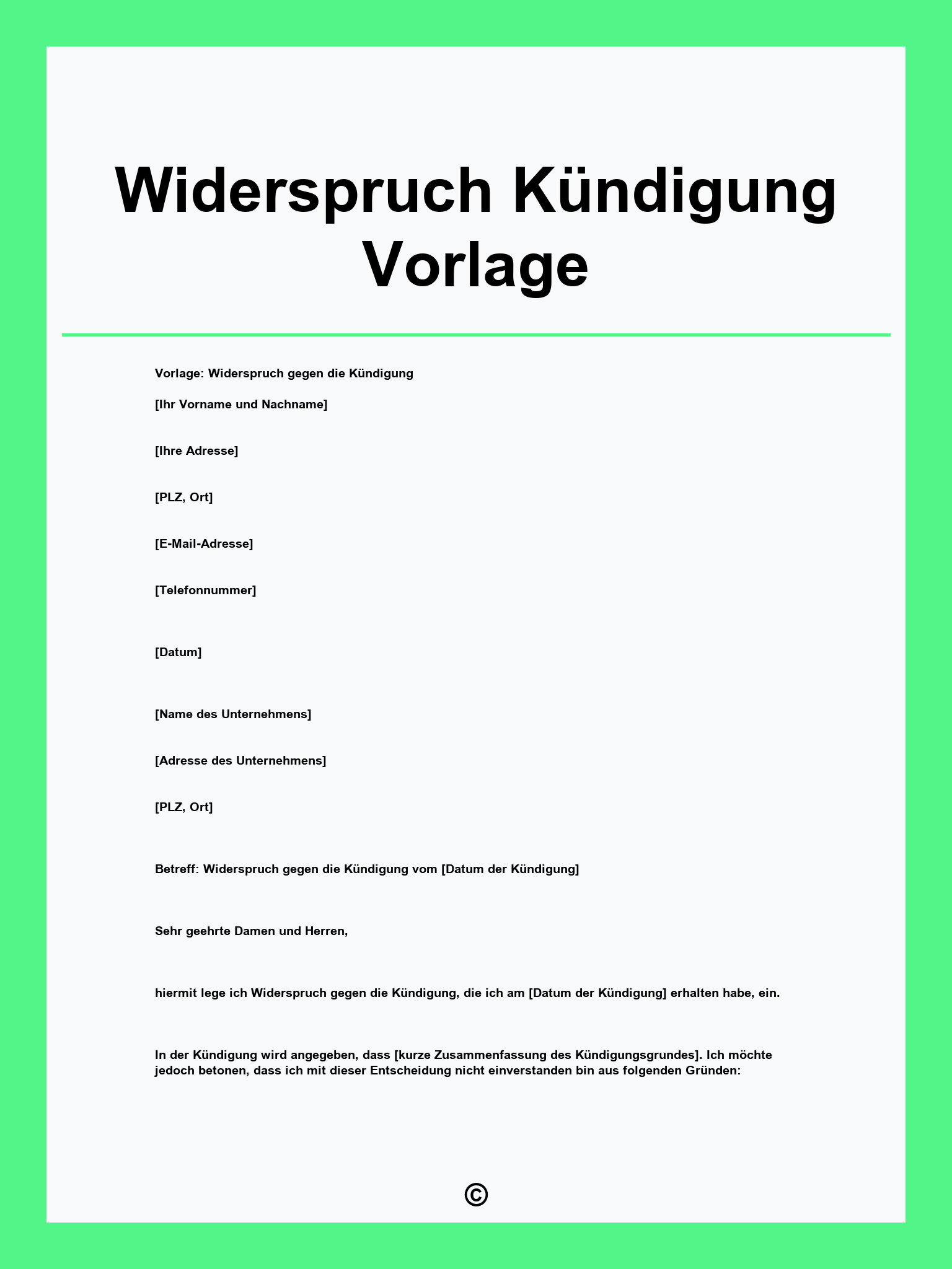 Widerspruch Kündigung Vorlage